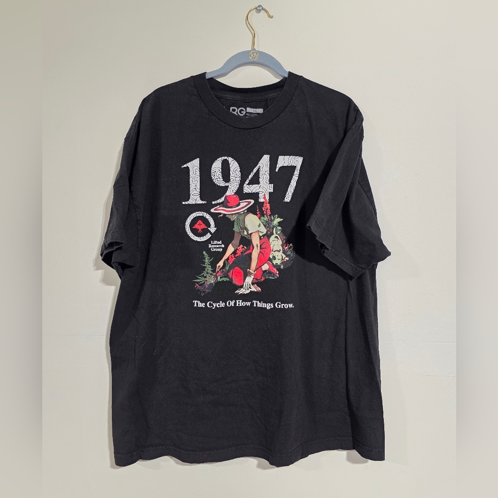LRG Black Graphic T-Shirt 1947 Grow Lifted Research Group 420 2X